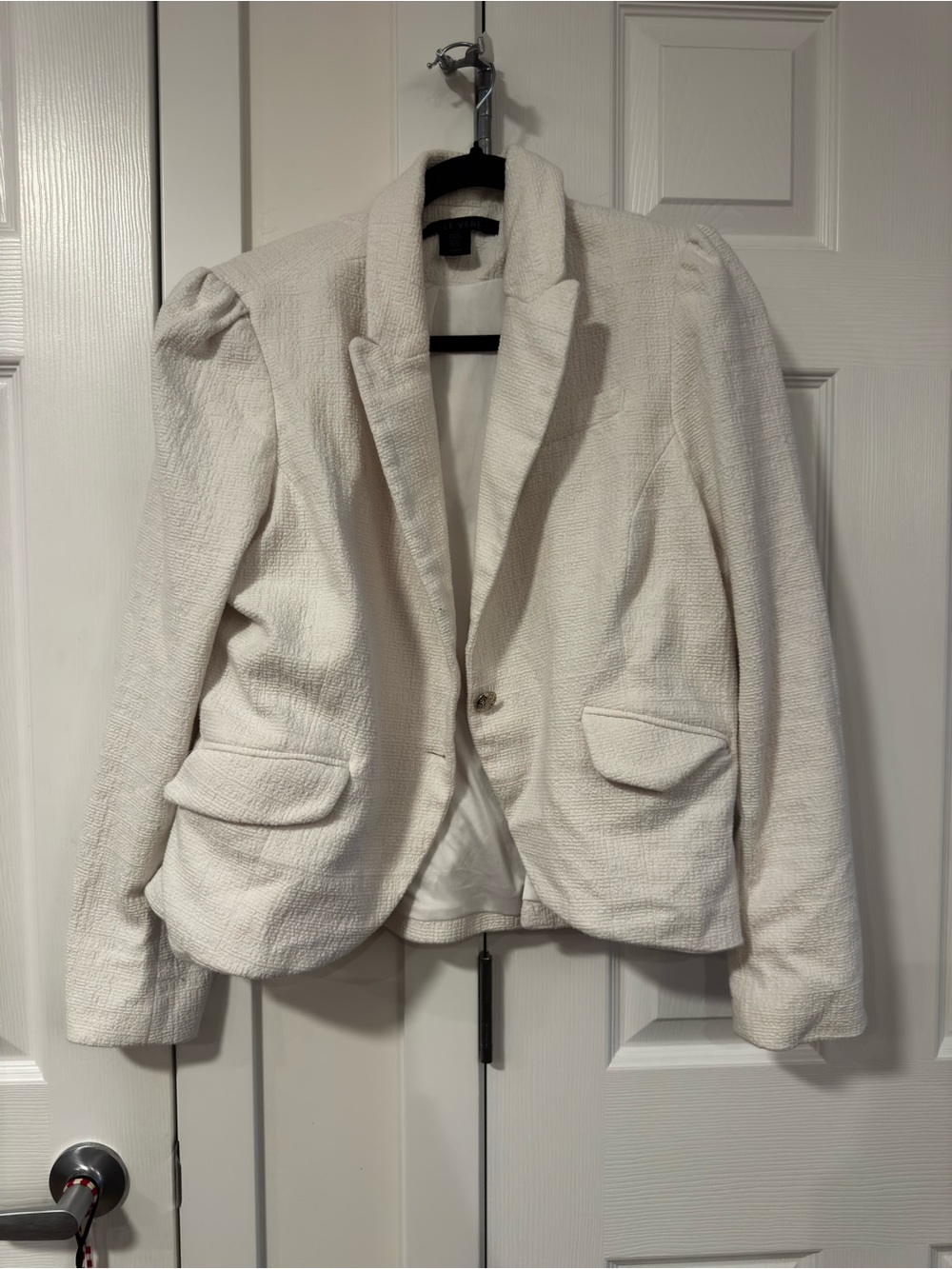Women's Cream Textured Blazer Jacket